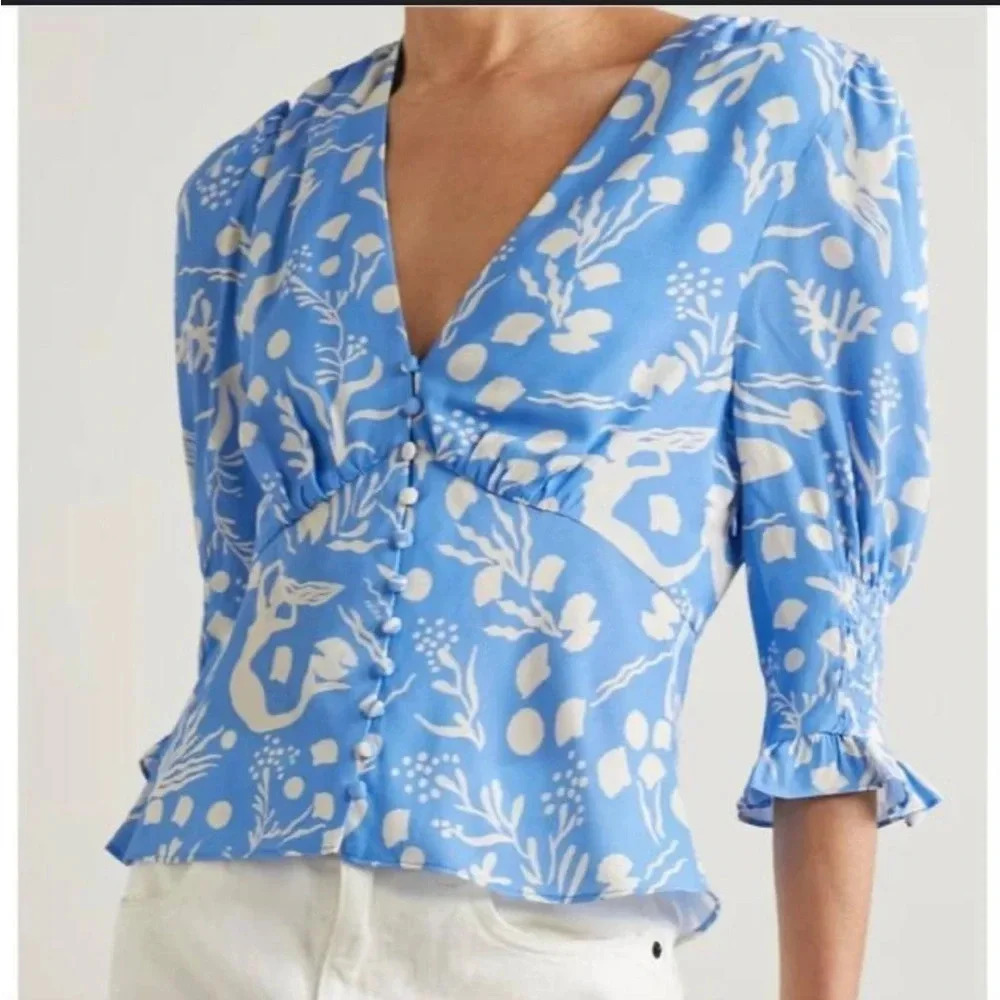 Rixo Payton mermaid printed blouse
